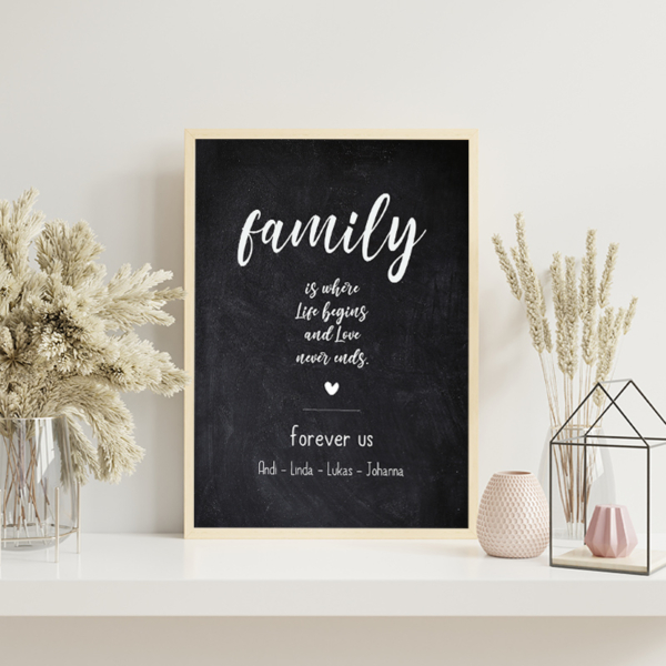 Chalkboard, Familie, Family, Kreidetafel, Poster, Bild, Hauseinweihung, Deko, Dekoration,