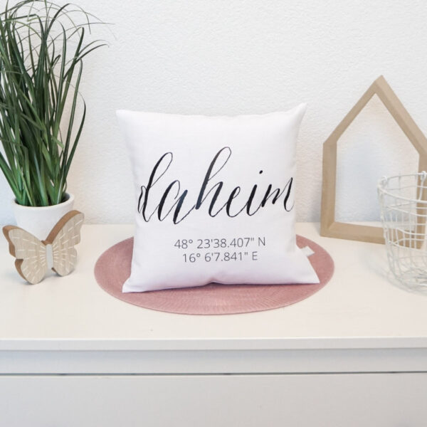Kissen, personalsiertes Kissen, Hauseinweihnung, Geschenkidee, Weihnachtsgeschenk, Geburtstagsgeschenk, personalisiertes Geschenk, Stofftiger