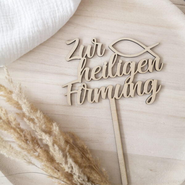 Caketopper, Firmung, Tortentopper, Tortendekoration, Dekoration Torte, Holzschild, Namensschild, Holz, Holzschild, Stofftiger, personalisiertes Geschenk, Personalisiertes Schild