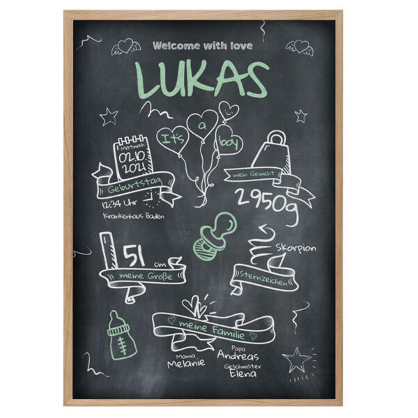 Chalkboard Kreidetafel zur Geburt web, Kreidetafel, Meilensteintafel, Meilensteinposter, Kalkboardm, Geburtsgeschenk, Geburt, taufe, geschenk