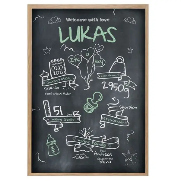 Chalkboard Kreidetafel zur Geburt web, Kreidetafel, Meilensteintafel, Meilensteinposter, Kalkboardm, Geburtsgeschenk, Geburt, taufe, geschenk
