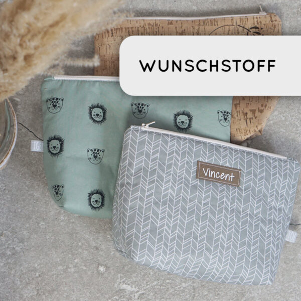 Zipptasche Wunschstoff, Kosmetiktasche, Kosmetikbeutel, Windeltasche, Wickeltasche, Tasche, Beutel, Zipptasche, Stofftiger