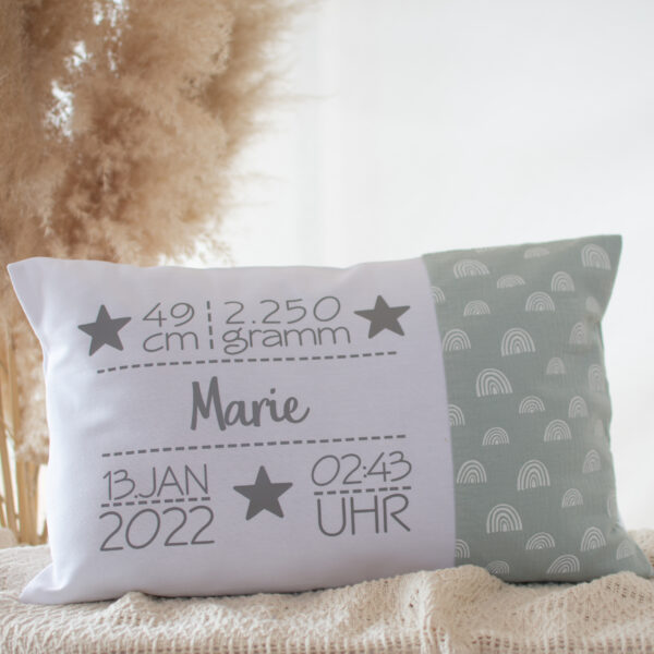 Geburtskissen mit Gewicht, Geburtskissen Dekostoff Klassiker. Bild: Geburtskissen mit Echtmaßen, Taufgeschenk, Geburtspolster, Polster, Kissen, Namenskissen, Geburtsgeschenk, Geschenk zur Geburt, Geschenk zur Taufe, Baby, Geschenkidee, Geburt, Taufe, Neugeborenes, Babygeschenk, Personalisiertes Kissen, Personalisiert, Jungen, Mädchen, Buben