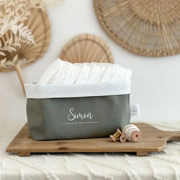 stoffkörbchen wickelkörbchen wickelkorb stoffkorb geschenkkorb geschenkset geburt taufe geburtsgeschenk taufgeschenk personalisiert personalisierbar mit namen kind baby newborn stofftiger