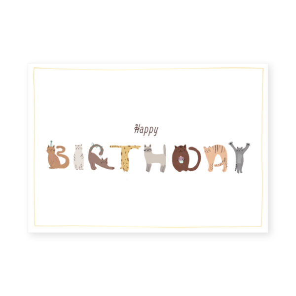 Grafikwerkstatt Klappkarte Happy Birthday Katzen, helle Karte mit Katzen als Buchstaben