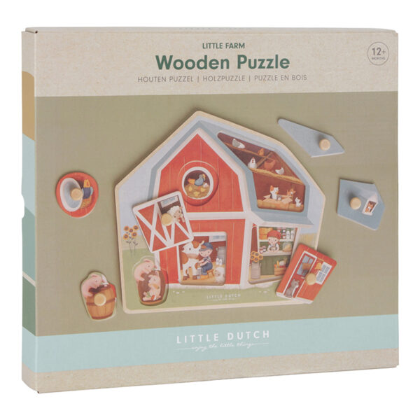 holzpuzzle little farm little dutch stofftiger puzzleset formenpuzzle motorikspielzeug spielzeug kinderspielzeug bauernhof