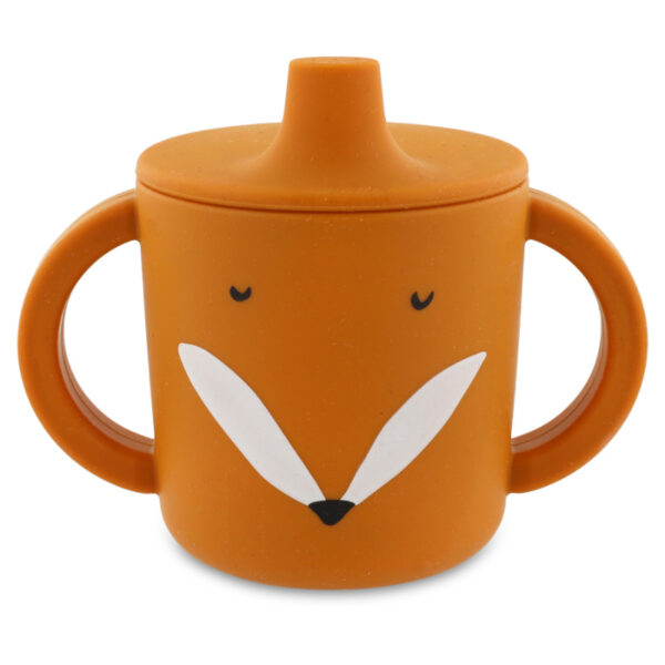 Trixie Baby Trinklernbecher Silikon Fuchs, oranger Becher mit zwei Griffen und Trinkdeckel