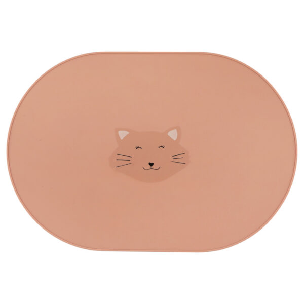 Trixie Baby Silikon Tischset Katze, altrosa Tischset mit Katzenmotiv in der Mitte