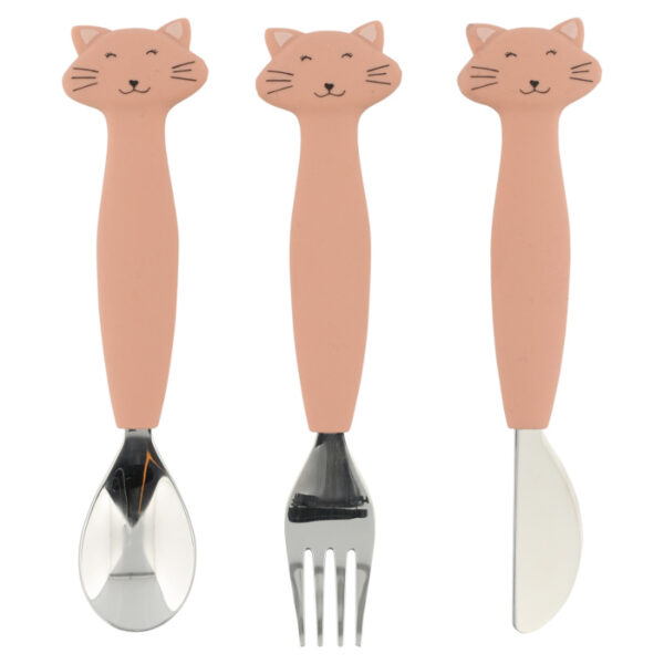besteck-set besteckset kinderbesteck kinderlöffel kindergabel kindermesser silikongeschirr silikonbesteck kindergeschirr silikongeschirr kleinkind beikost beikoststart füttern unterwegs löffelset baby kleinkind trixie baby stofftiger