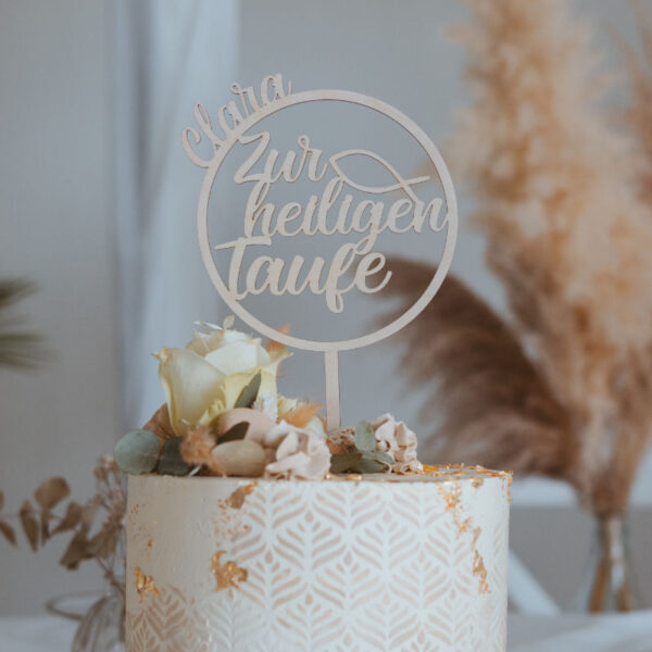 Caketopper zur heiligen Taufe Rund Personalisierung