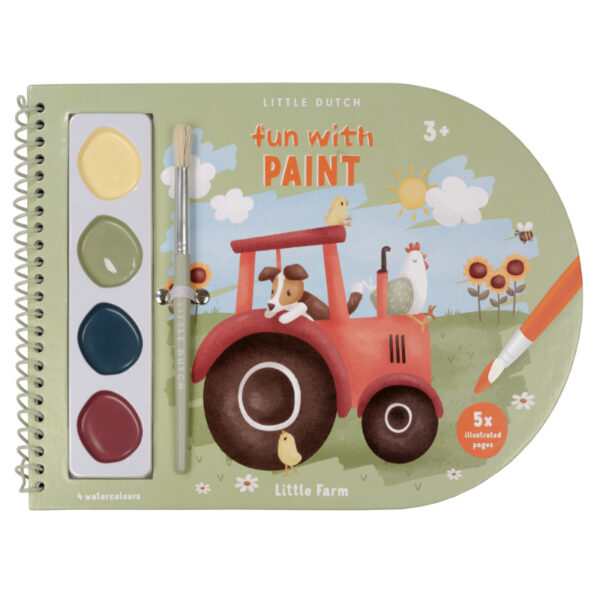 malbuch ausmalbuch little dutch little farm bauernhof traktor beschäftigung unterwegs stofftiger kreativspielzeug kreativ kinder kleinkinder malen basteln wassserfarben farbkasten