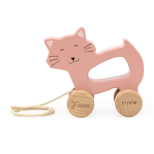 Nachziehtier Trixie Holzspielzeug Spielzeug Motorikspielzeug Babyspielzeug Geschenke für Kinder Babygeschenke Katze Taufgeschenk Geschenk zur Geburt erste Schritte Feinmotorik Konzentration Geduld tierischer Begleiter Personalisierung personalisiertes Geschenk