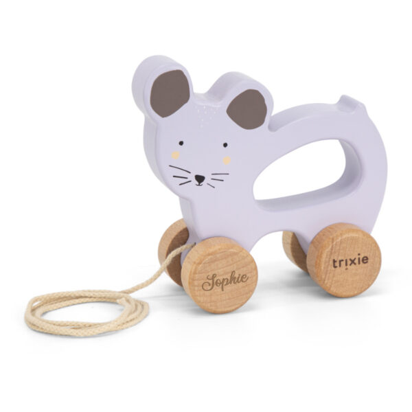 Nachziehtier Trixie Holzspielzeug Spielzeug Motorikspielzeug Babyspielzeug Geschenke für Kinder Babygeschenke Maus Taufgeschenk Geschenk zur Geburt erste Schritte Feinmotorik Konzentration Geduld tierischer Begleiter Personalisierung personalisiertes Geschenk