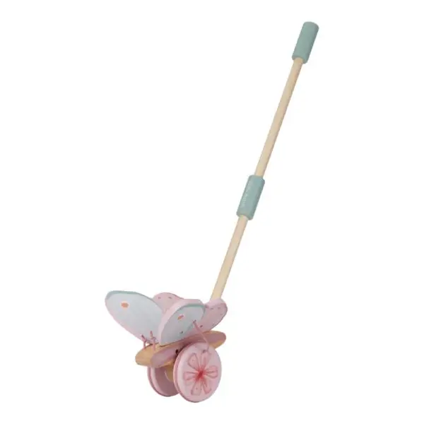 Holzspielzeug, Spielzeug, Motorikspielzeug, Schiebetier, Babyspielzeug, Little Dutch, Baby, Geschenke für Kinder, Taufe, Geburt Babygeschenke, Stofftiger, Fairy Garden, Schmetterling, Mitschieben, Laufen, Flattern