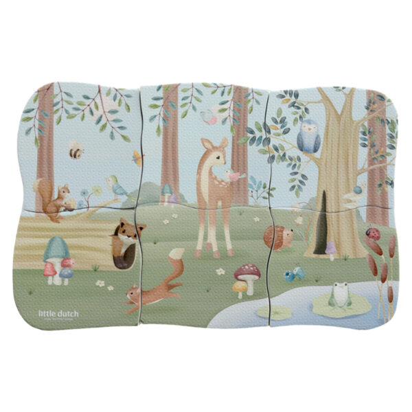 Badeschaum, Schaumstoff, Badespielzeug, Badeausflug, Badewanne, Little Dutch, Stofftiger, Forest Friends, Puzzle, Badepuzzle