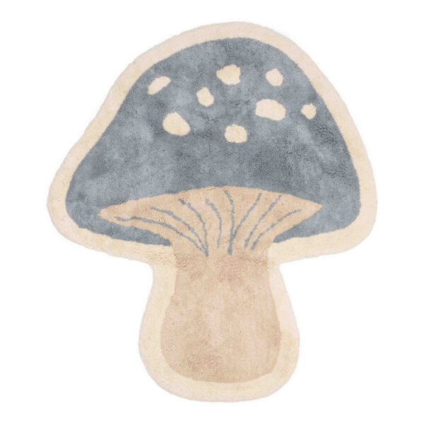 little dutch stofftiger teppich pilz forest friends baumwolle latex rutschfest beige blau pilz kinderzimmer dekoraktion weich flauschig teppich fürs kinderzimmer