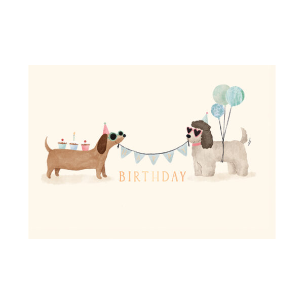 Grafikwerkstatt Klappkarte Happy Birthday Hunde, Karte mit zwei gemalten Hunden