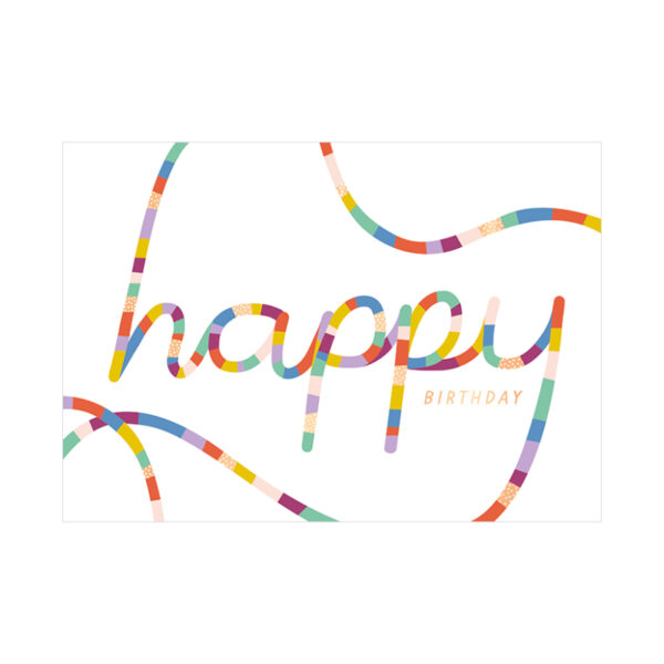 Grafikwerkstatt Klappkarte Happy Birthday, helle Karte mit buntem Schriftzug aus Luftschlangen