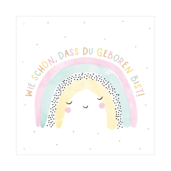 Grafikwerkstatt Klappkarte quadratisch, helle Karte mit gemaltem Regenbogen