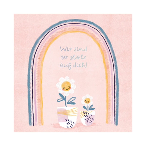Grafikwerkstatt Klappkarte quadratisch, helle Karte mit Bogen und Blüten