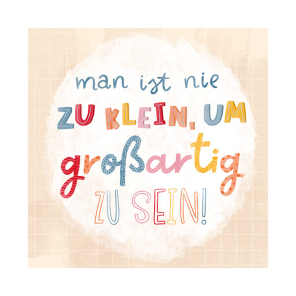 Grafikwerkstatt Klappkarte quadratisch, helle Karte mit buntem Schriftzug
