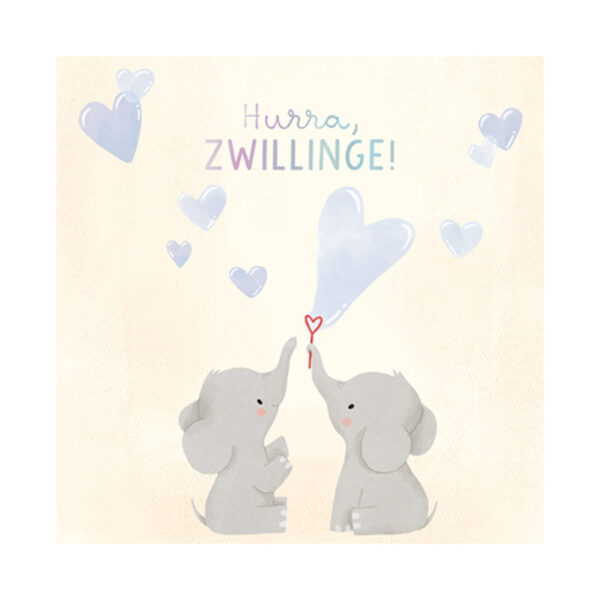 klappkarte glückwunschkarte karte stofftiger quadratisch grafikwerkstatt gratulation geburt zwillinge glückwünsche persönlich persönliche glückwünsche elefantenbabys elefanten