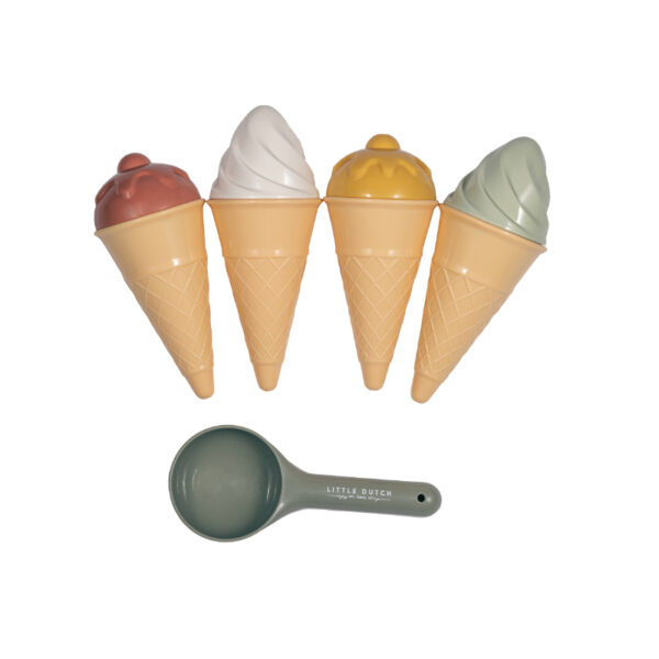 Stofftiger Eisformen Eisset Strandset Strandspielzeug Eis Ice Cream Formen Sandförmchen Sandspielzeug-Set Sandförmchen-Set Little Dutch Stofftiger
