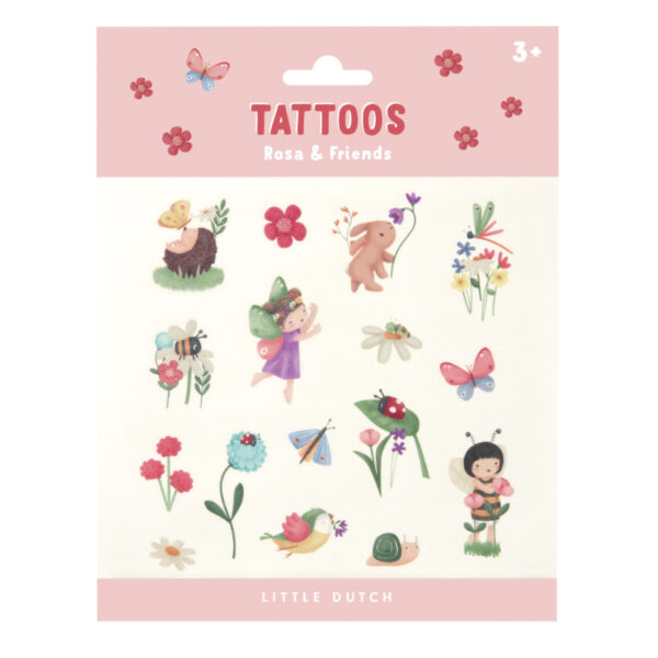 stofftiger little dutch tattoos rosa und friends tattoo aufkleben verkleiden elfe hase igel biene schmetterling blumen vogel schnecke libelle kinder geschenk geschenkidee geburtstag