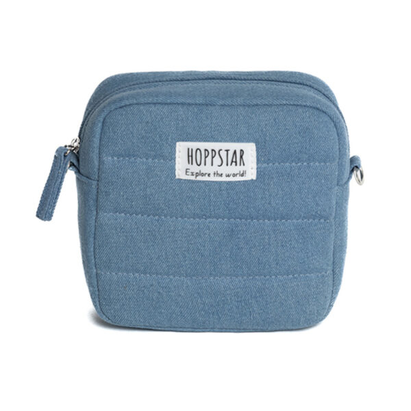 stofftiger hoppstar kameratasche artist kamera tragetasche bag gepolstert trageriemen aufbewahrung tasche innenfach denim blau jeans reißverschluss