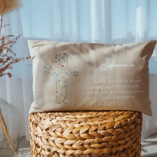 stofftiger taufkissen kreuz floral taufgeschenk tauferinnerung kissen zur taufe geschenk zur taufe personalisiertes taufkissen personalisiertes kissen zur taufe geschenk zur taufe mit spruch