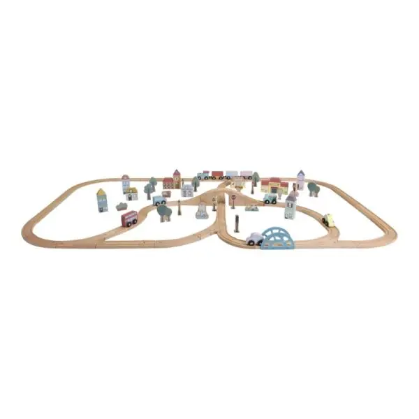 little dutch, holzeisenbahn xxl starter-set, holzeisenbahn mit schienen, holzspielzeug, eisenbahn mit schienen, zug mit schienen, stofftiger