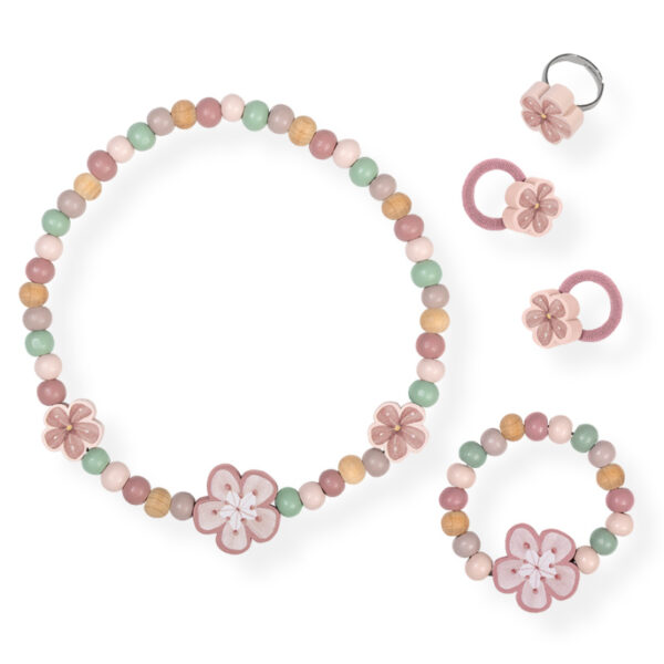 ab 3 jahren geeignet geschenkidee geschenk zum geburtstag geburtstagsgeschenk little dutch stofftiger fairy garden schmuck schmuckset hol-schmuckset halskette armband haargummi ring blume