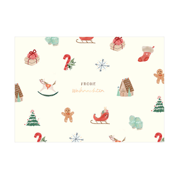 Grafikwerkstatt Klappkarte Frohe Weihnachten, Karte mit vielen kleinen Wintermotiven