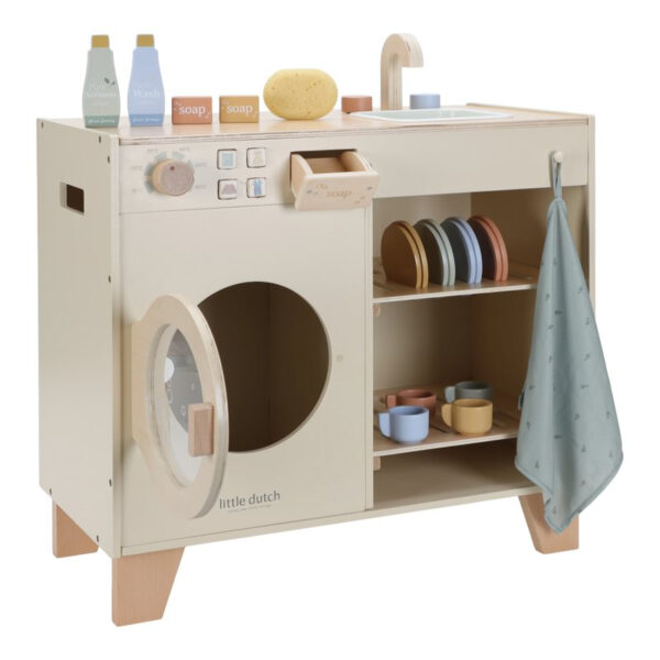 stofftiger little dutch holzspielzeugmöbel waschmaschine kinderwaschmaschine kindermöbel möbelstück für kinder kinderspielwaschmaschine spielwaschmaschine holzwaschmaschine kinderholzwaschmaschine kinderholzspielwaschmaschine personalisiert Personalisierung mit Namen des Kindes