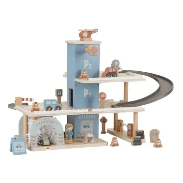 little dutch, Parkhaus, holzeisenbahn xxl starter-set, holzeisenbahn mit schienen, holzspielzeug, eisenbahn mit schienen, zug mit schienen, stofftiger