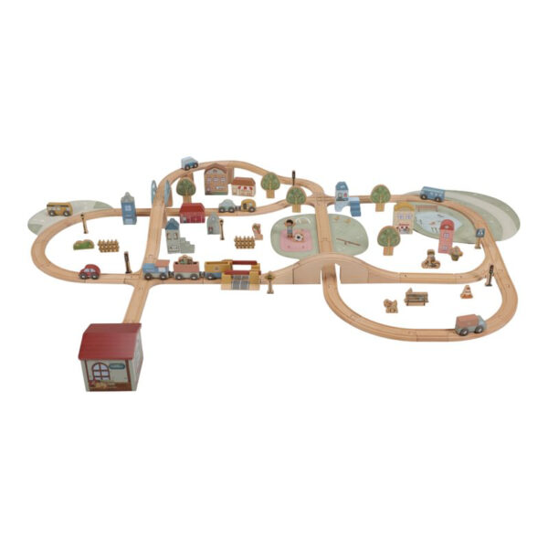 little dutch, holzeisenbahn xxl starter-set, holzeisenbahn mit schienen, holzspielzeug, eisenbahn mit schienen, zug mit schienen, stofftiger