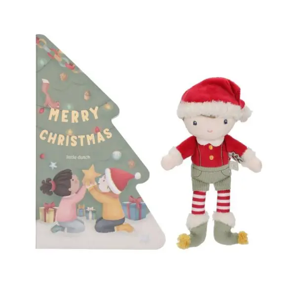 Weihnachtspuppe, Weihnachten, Puppe,Kuschelpuppe Jim, Kuschelpuppe, Puppe, Spielzeug, Little Dutch, Puppe, Weihnachtsbuch, Weihnachtsbuch mit Puppe