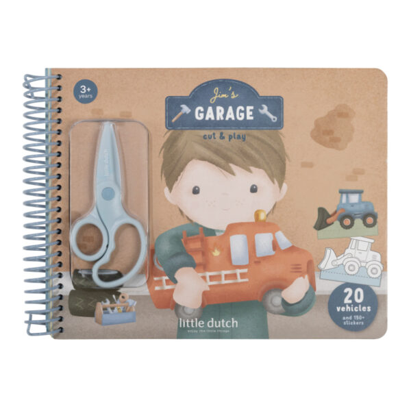 malbuch ausmalbuch little dutch fahrzeuge beschäftigung unterwegs stofftiger kreativspielzeug kreativ kinder kleinkinder malen basteln ausmalen jim jim's garage ausschneiden fahrzeuge zum anmalen und ausschneiden rollenspiele sticker