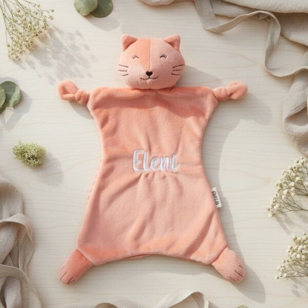 Schmusetuch Kuscheltuch Cord Katze Baby Geburtsgeschenk Bestickung personalisiert