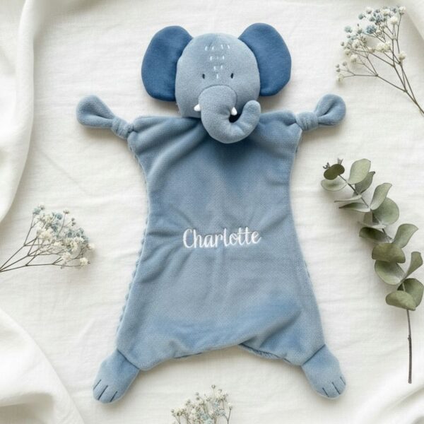 Schmusetuch Kuscheltuch Elefant Baby Bestickt personalisiert mit Namen Geburtsgeschenk