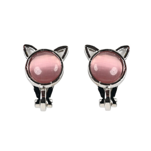 Kinder-Clip-Ohrringe in Rosa mit perlenförmiger Katze, Ohrring-Clips für Kinder, für Kinder ohne Ohrlöcher, bunte Kinder-Ohrringe,