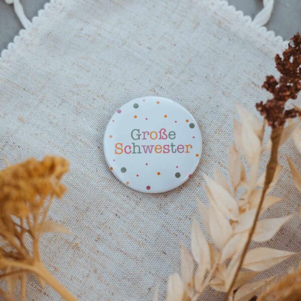 Button große Schwester Geschwister Geburt Geschenk