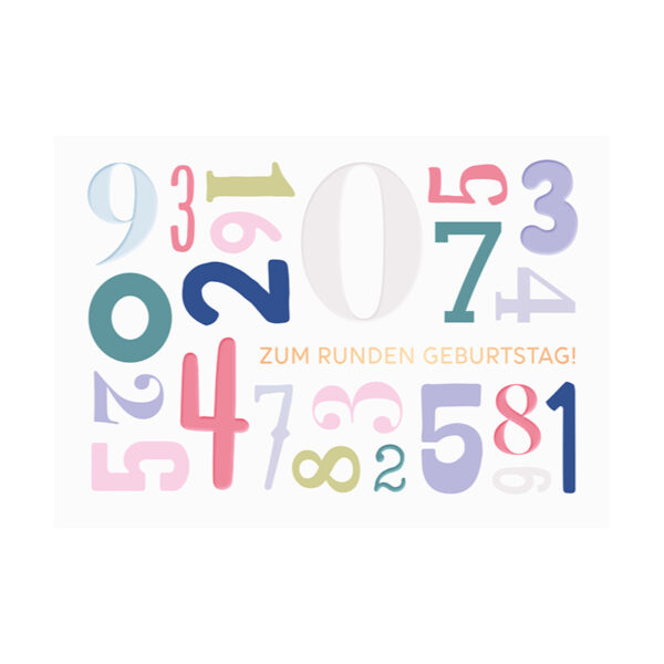 Grafikwerkstatt Klappkarte Zum runden Geburtstag, Karte mit bunten Zahlen