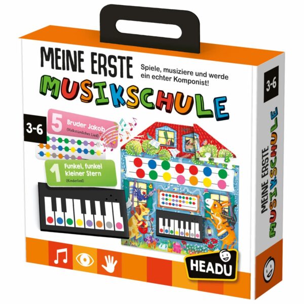 Headu “Meine erste Musikschule” Lernspiel: Kinder-Tastatur mit Puzzle, Notenplättchen und Melodien – musikalisches Montessori-Spielzeug ab 3 Jahren für Komponieren und Spielen.
