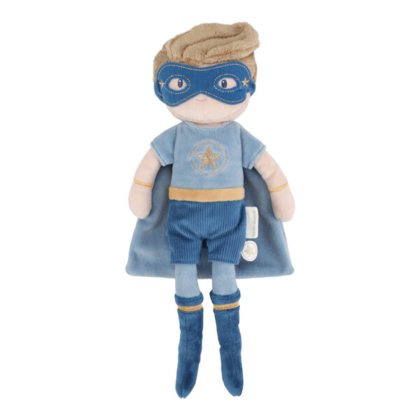 Superheldin Rosa Kuschelpuppen‑Spielzeug von Little Dutch in Rosa mit Maske und Umhang, Stoffpuppe als Superheld, Spielpuppe für Kinder, Geschenk