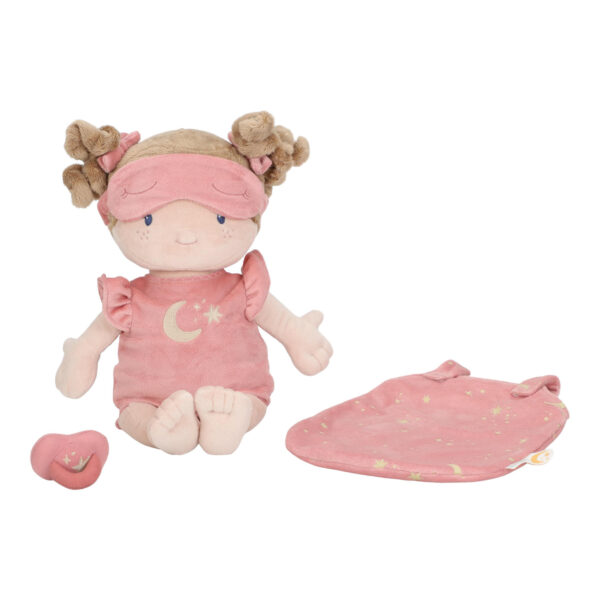 Schlafpuppe mit weichem Stoffkörper für Kinder, Stoffpuppe zum Schlafengehen, Kuschelpuppe mit fluoreszierendem Zubehör, Geschenk für Kleinkinder