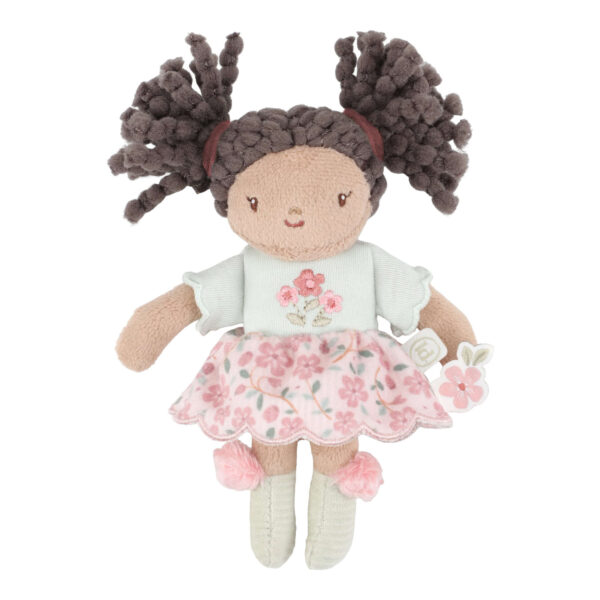 Kleine Kuschelpuppe Evi 10 cm aus Stoff mit niedlichem Outfit, Stoffpuppe, Minipuppe für unterwegs