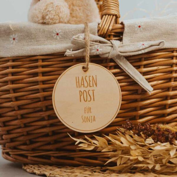 Osteranhänger aus Holz Osterdekoration mit Namen Personalisierung personalisiert graviert Geschenk Ostergeschenk