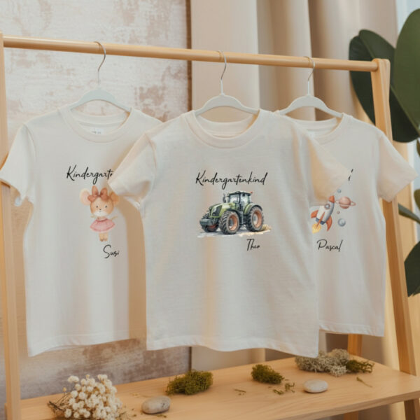 Kindergartenshirt T-Shirt Kindergarten Kita TBE Kindergartenstart Kindergartenkind Traktor Maus Rakete Motive Organic