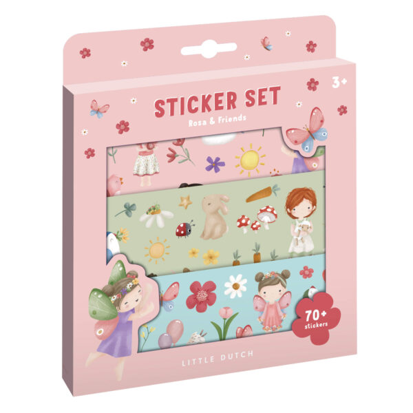 Little Dutch Stickerset Box Rosa & Friends mit 3 Blättern und über 70 Aufklebern, buntes Bastel-Set für Kinder ab 3 Jahren zum Dekorieren und Kreieren.